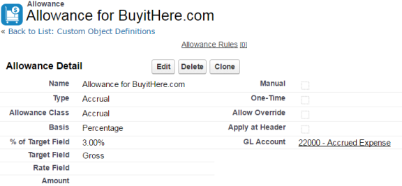 An automatic allowance can accrue credits based on a percentage of gross sales. 
